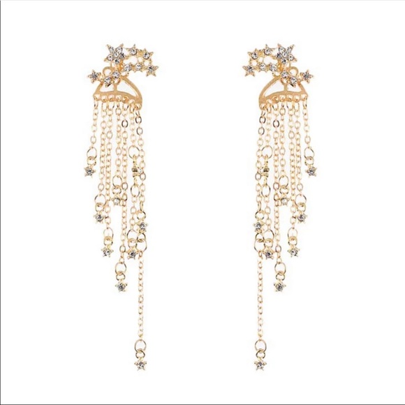 • Taya • Star Pendant Fringe Earrings - Picture 2 of 5